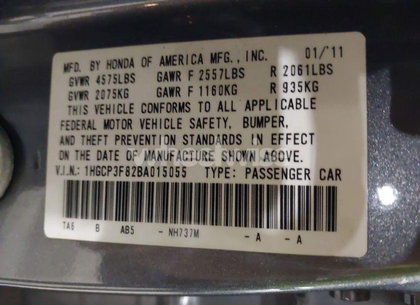 Photo 9 of 2011 Honda Accord 3.5 EX-L (VIN 1HGCP3F82BA015055)