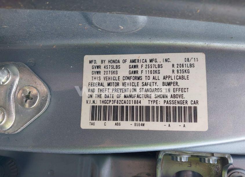 Photo 9 of 2012 Honda Accord 3.5 EX-L (VIN 1HGCP3F82CA001884)