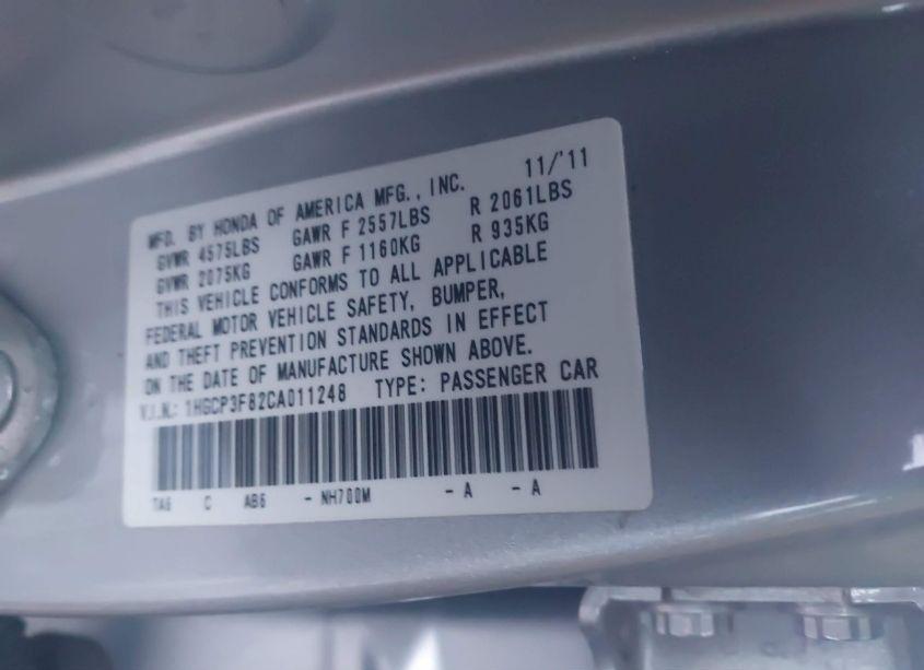 Photo 9 of 2012 Honda Accord 3.5 EX-L (VIN 1HGCP3F82CA011248)