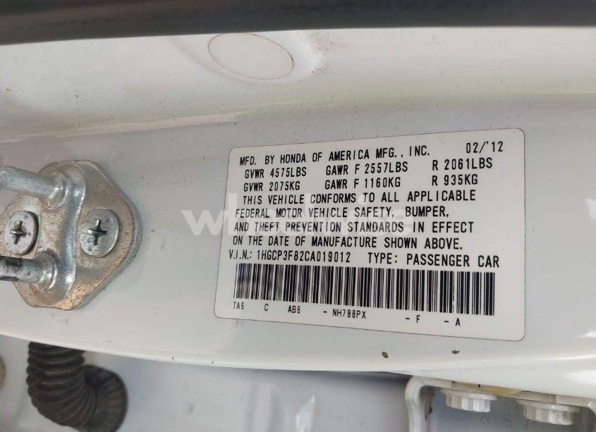 Photo 9 of 2012 Honda Accord 3.5 EX-L (VIN 1HGCP3F82CA019012)