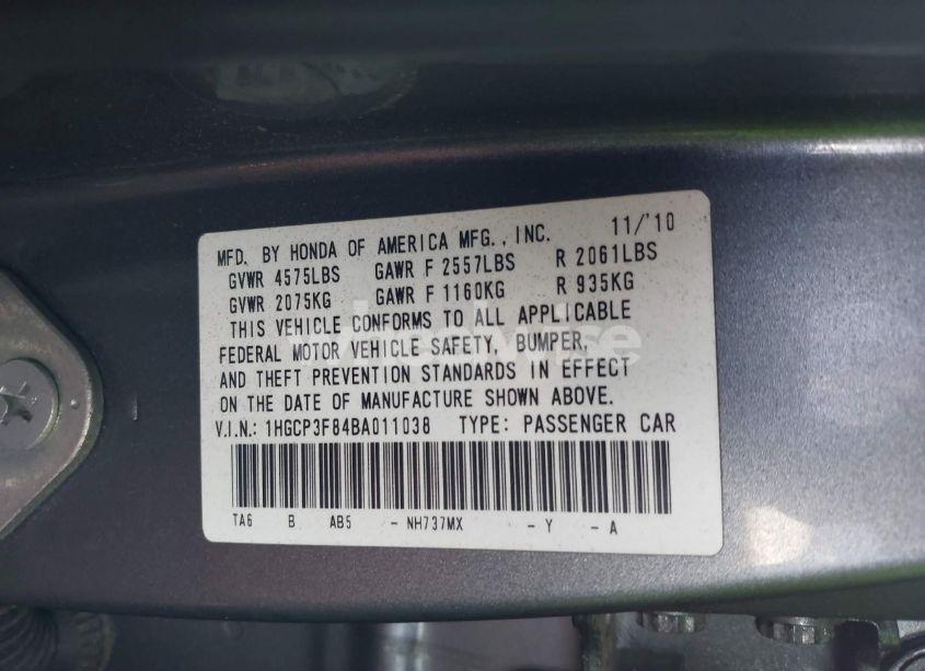 Photo 9 of 2011 Honda Accord 3.5 EX-L (VIN 1HGCP3F84BA011038)