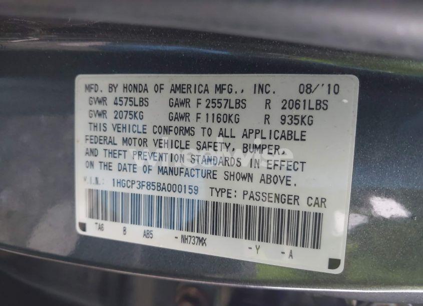 Photo 9 of 2011 Honda Accord 3.5 EX-L (VIN 1HGCP3F85BA000159)