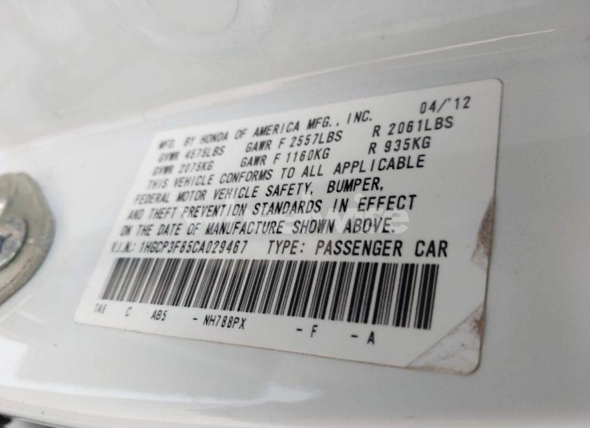 Photo 9 of 2012 Honda Accord SDN (VIN 1HGCP3F85CA029467)