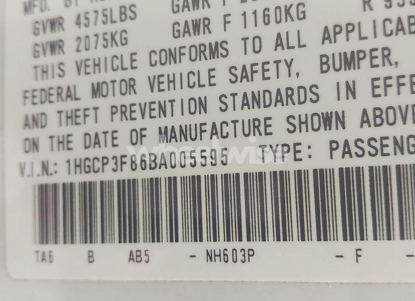 Photo 9 of 2011 Honda Accord 3.5 EX-L (VIN 1HGCP3F86BA005595)