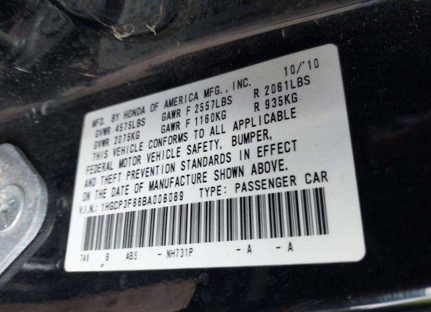 Photo 9 of 2011 Honda Accord 3.5 EX-L (VIN 1HGCP3F86BA008089)