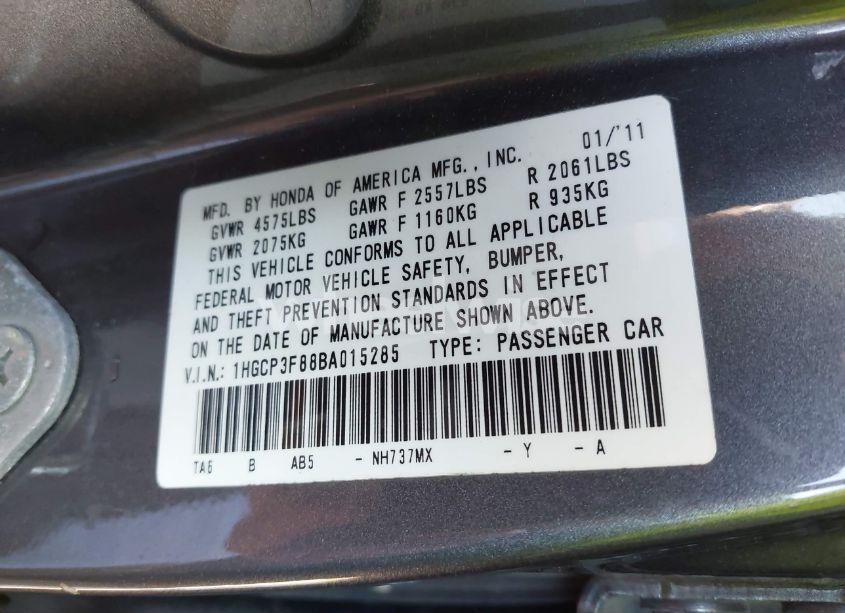 Photo 9 of 2011 Honda Accord 3.5 EX-L (VIN 1HGCP3F88BA015285)