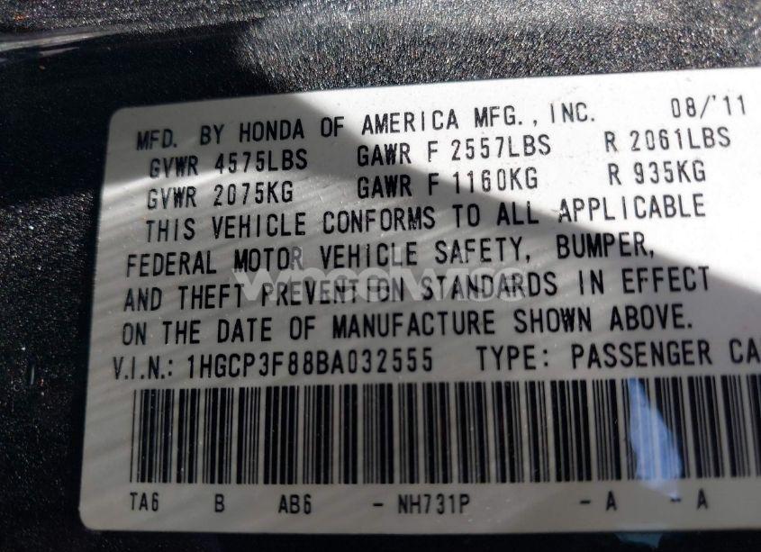 Photo 9 of 2011 Honda Accord 3.5 EX-L (VIN 1HGCP3F88BA032555)