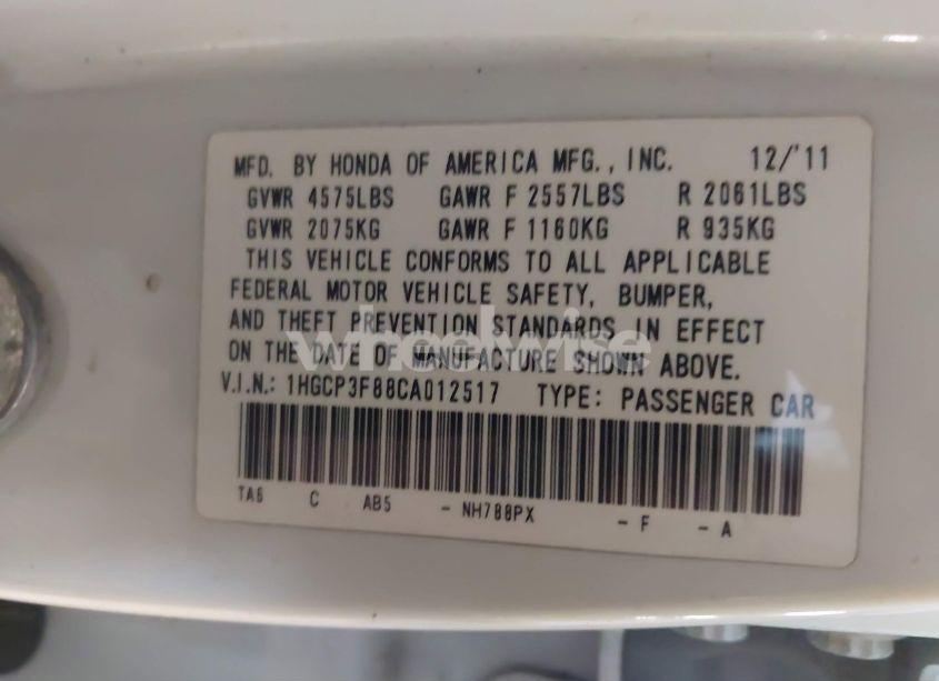 Photo 9 of 2012 Honda Accord 3.5 EX-L (VIN 1HGCP3F88CA012517)