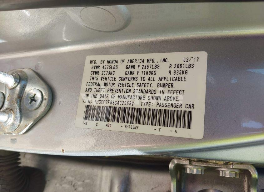 Photo 9 of 2012 Honda Accord 3.5 EX-L (VIN 1HGCP3F88CA020682)