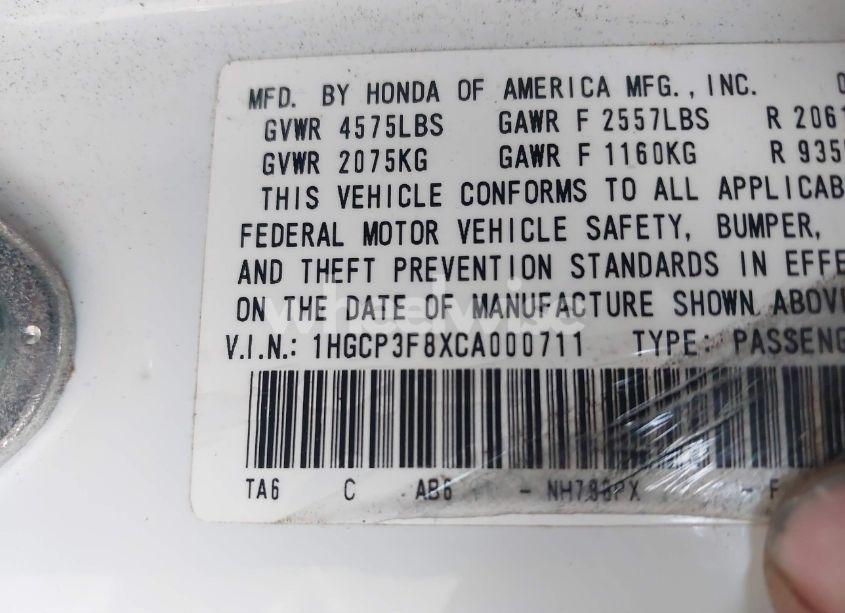 Photo 9 of 2012 Honda Accord 3.5 EX-L (VIN 1HGCP3F8XCA000711)