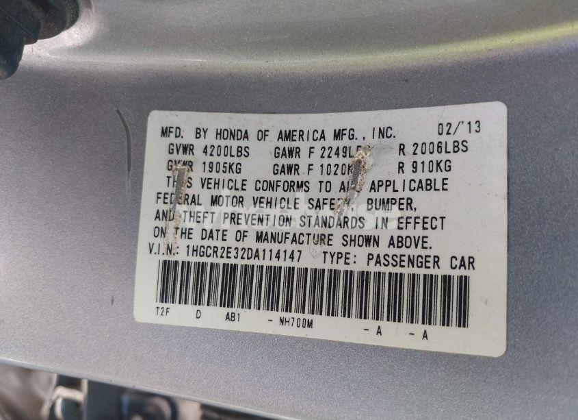 Photo 9 of 2013 Honda Accord LX (VIN 1HGCR2E32DA114147)