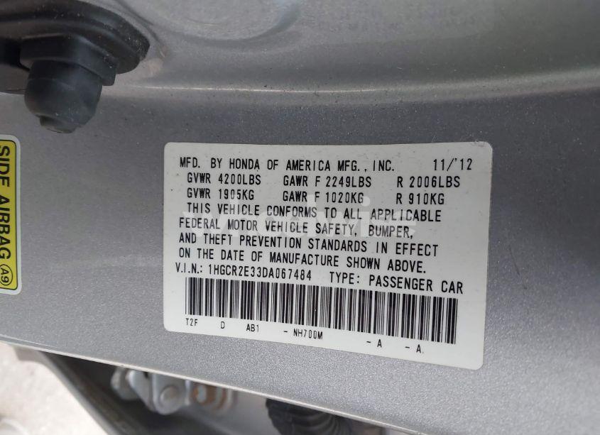 Photo 9 of 2013 Honda Accord LX (VIN 1HGCR2E33DA067484)