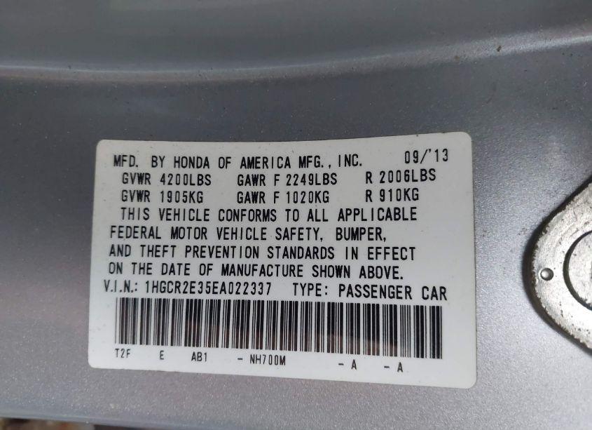 Photo 9 of 2014 Honda Accord LX (VIN 1HGCR2E35EA022337)