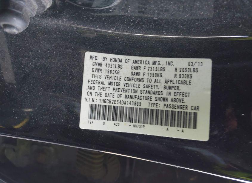 Photo 9 of 2013 Honda Accord SPORT (VIN 1HGCR2E54DA140895)