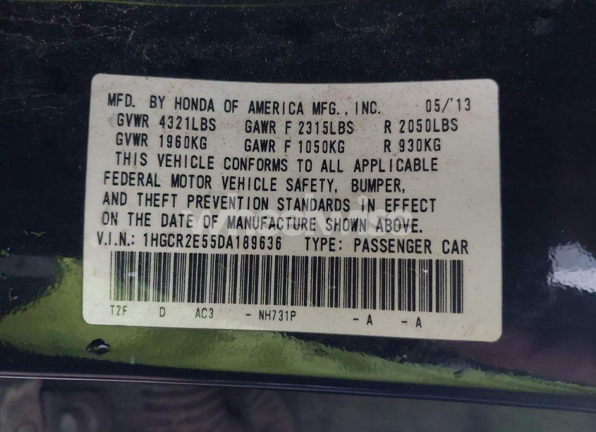 Photo 9 of 2013 Honda Accord SPORT (VIN 1HGCR2E55DA189636)