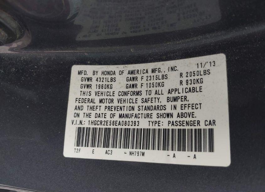 Photo 9 of 2014 Honda Accord SPORT (VIN 1HGCR2E56EA080393)