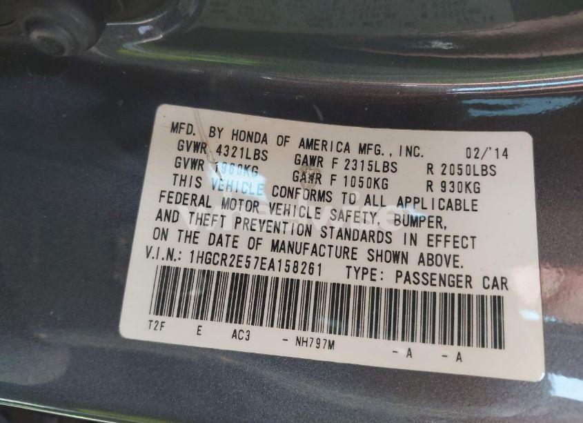 Photo 9 of 2014 Honda Accord SPORT (VIN 1HGCR2E57EA158261)