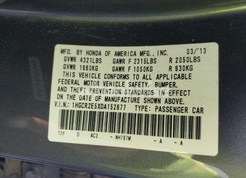 Photo 9 of 2013 Honda Accord SPORT (VIN 1HGCR2E5XDA152677)