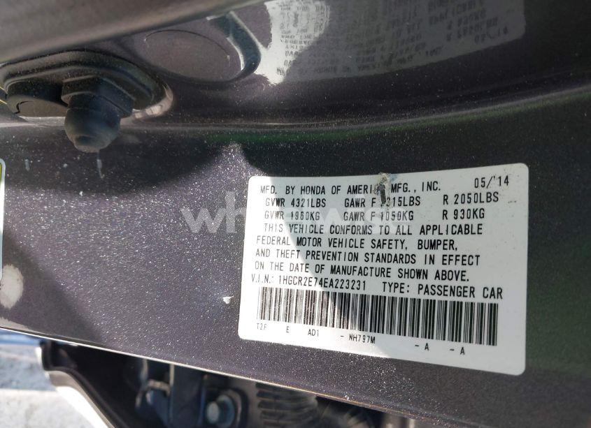 Photo 9 of 2014 Honda Accord EX (VIN 1HGCR2E74EA223231)