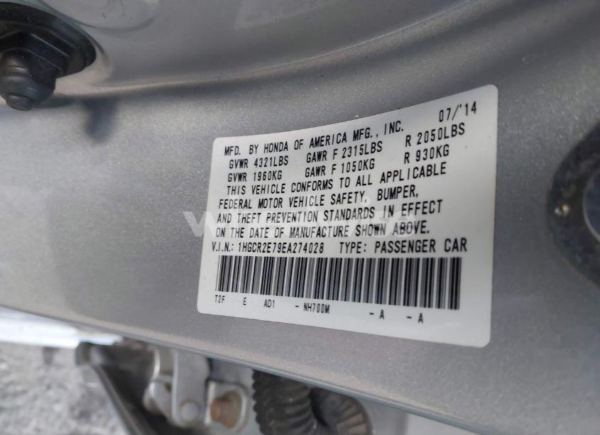 Photo 9 of 2014 Honda Accord EX (VIN 1HGCR2E79EA274028)
