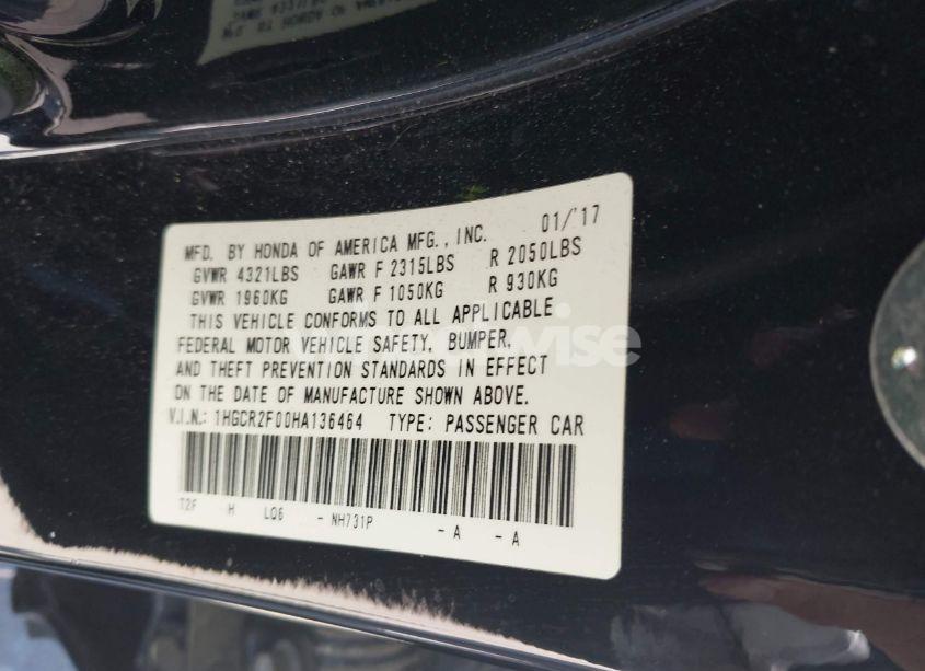 Photo 9 of 2017 Honda Accord EX (VIN 1HGCR2F00HA136464)