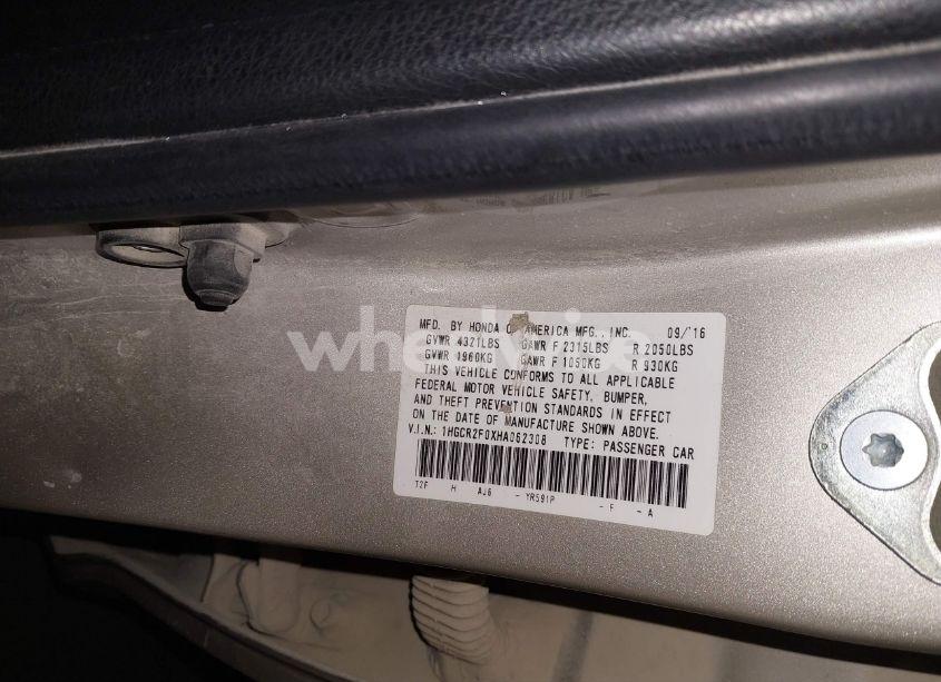 Photo 9 of 2017 Honda Accord EX (VIN 1HGCR2F0XHA062308)