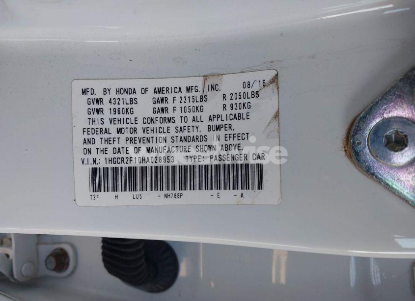 Photo 9 of 2017 Honda Accord SPORT SE (VIN 1HGCR2F10HA028953)