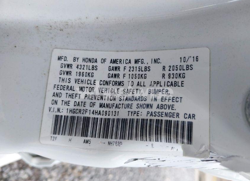 Photo 9 of 2017 Honda Accord SPORT SE (VIN 1HGCR2F14HA090131)