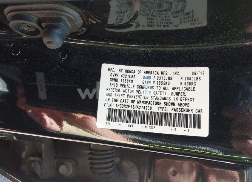 Photo 9 of 2017 Honda Accord SPORT SE (VIN 1HGCR2F16HA274230)