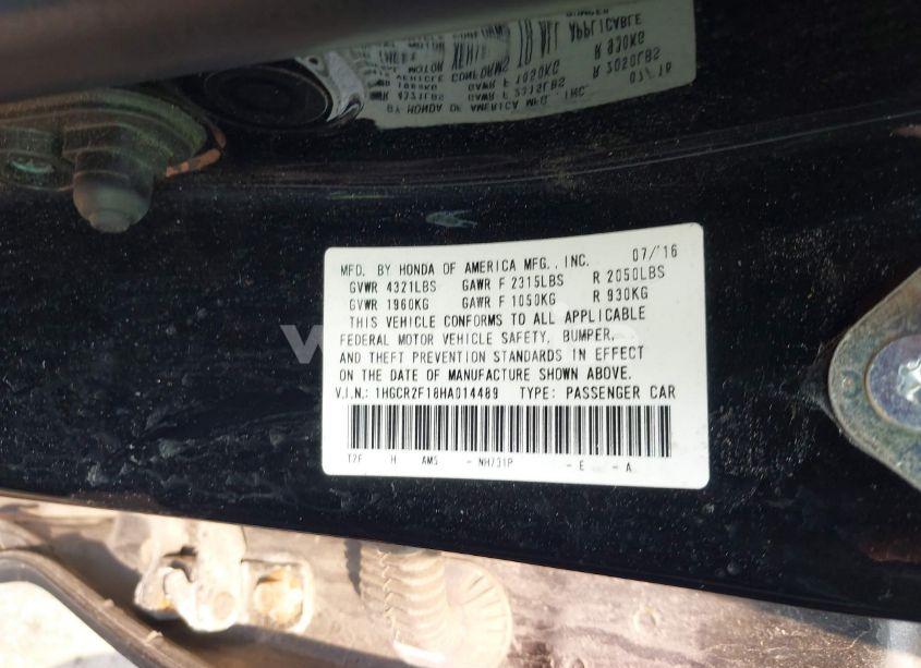 Photo 9 of 2017 Honda Accord SPORT SE (VIN 1HGCR2F18HA014489)