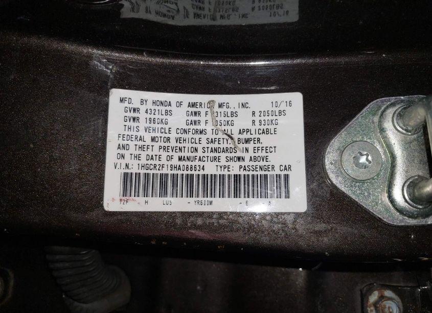 Photo 9 of 2017 Honda Accord SPORT SE (VIN 1HGCR2F19HA088634)