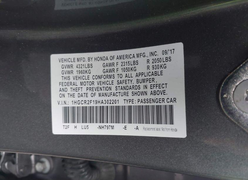 Photo 9 of 2017 Honda Accord SPORT SE (VIN 1HGCR2F19HA302201)