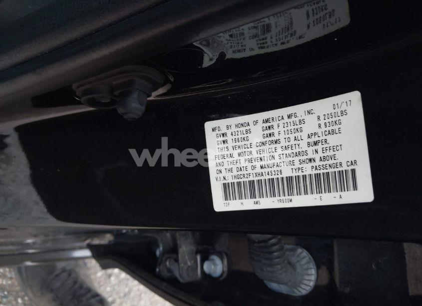 Photo 9 of 2017 Honda Accord SPORT SE (VIN 1HGCR2F1XHA145326)