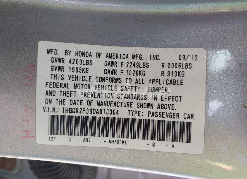 Photo 9 of 2013 Honda Accord LX (VIN 1HGCR2F30DA010304)