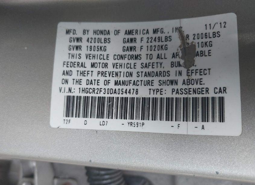 Photo 9 of 2013 Honda Accord LX (VIN 1HGCR2F30DA054478)