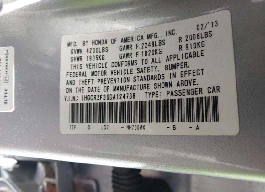 Photo 9 of 2013 Honda Accord LX (VIN 1HGCR2F30DA124786)