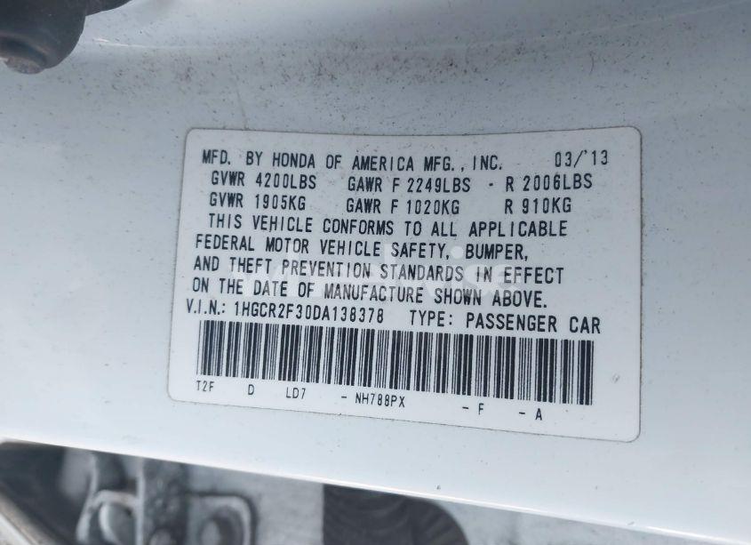 Photo 9 of 2013 Honda Accord LX (VIN 1HGCR2F30DA138378)