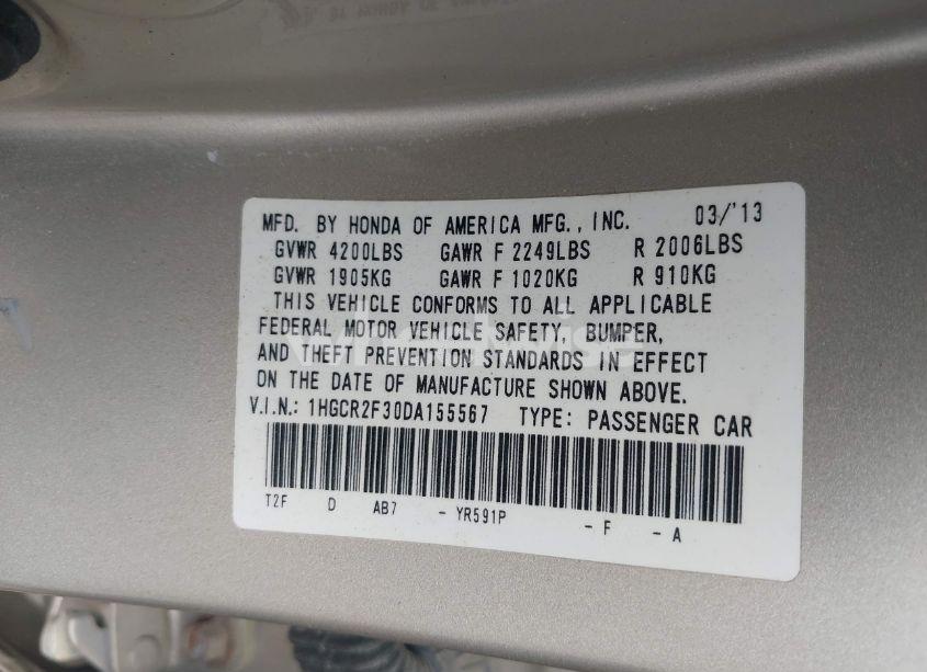 Photo 9 of 2013 Honda Accord LX (VIN 1HGCR2F30DA155567)