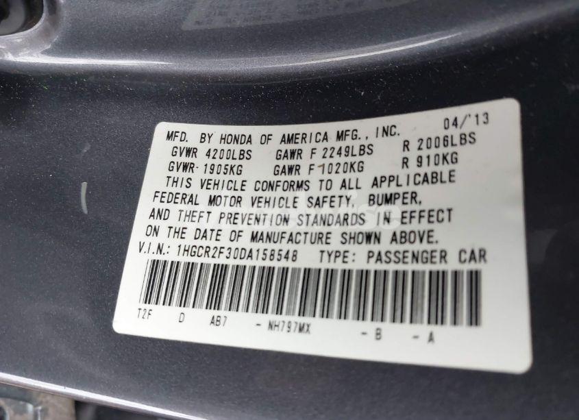 Photo 9 of 2013 Honda Accord LX (VIN 1HGCR2F30DA158548)