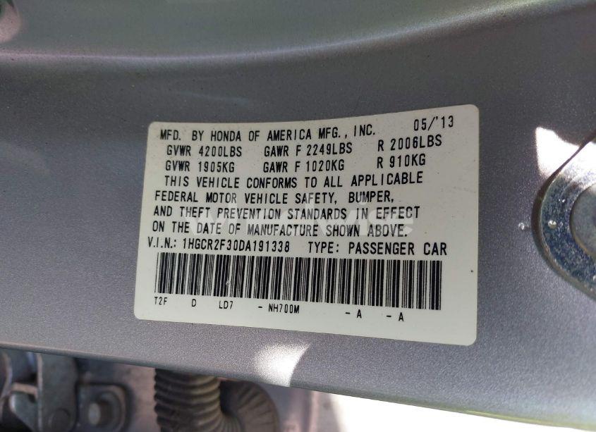 Photo 9 of 2013 Honda Accord LX (VIN 1HGCR2F30DA191338)