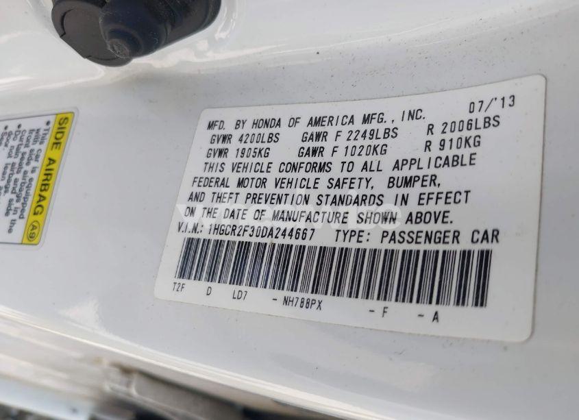 Photo 9 of 2013 Honda Accord LX (VIN 1HGCR2F30DA244667)