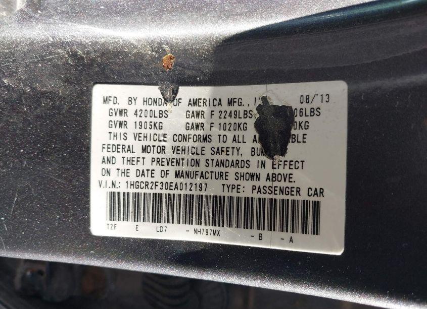 Photo 9 of 2014 Honda Accord LX (VIN 1HGCR2F30EA012197)