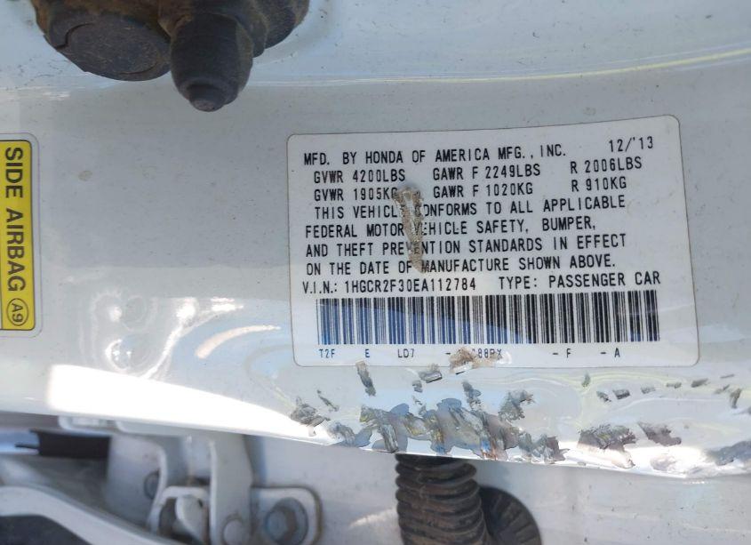 Photo 9 of 2014 Honda Accord LX (VIN 1HGCR2F30EA112784)