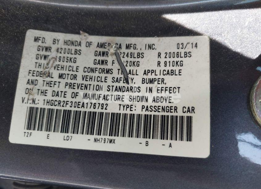 Photo 9 of 2014 Honda Accord LX (VIN 1HGCR2F30EA176792)