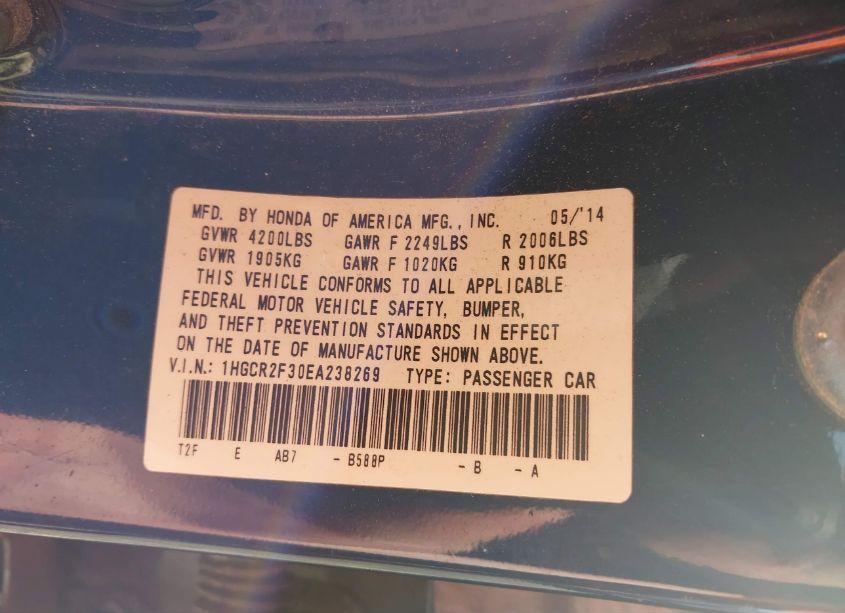 Photo 9 of 2014 Honda Accord LX (VIN 1HGCR2F30EA238269)