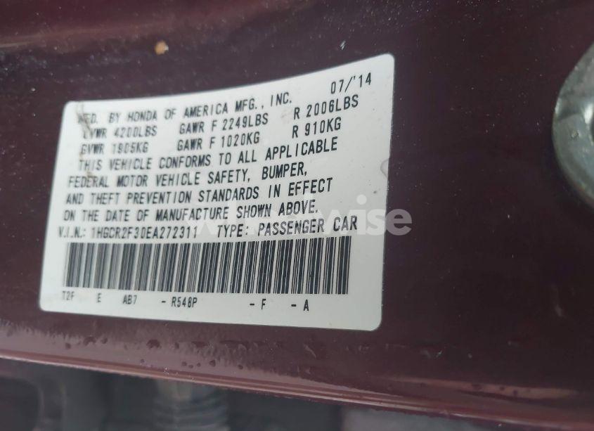 Photo 9 of 2014 Honda Accord LX (VIN 1HGCR2F30EA272311)
