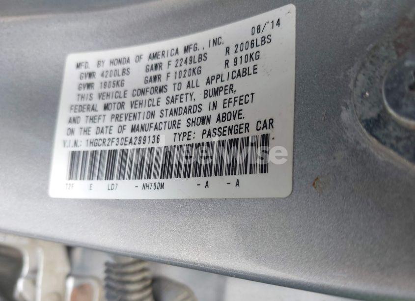 Photo 9 of 2014 Honda Accord LX (VIN 1HGCR2F30EA299136)