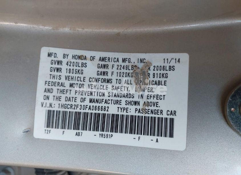 Photo 9 of 2015 Honda Accord LX (VIN 1HGCR2F30FA066682)