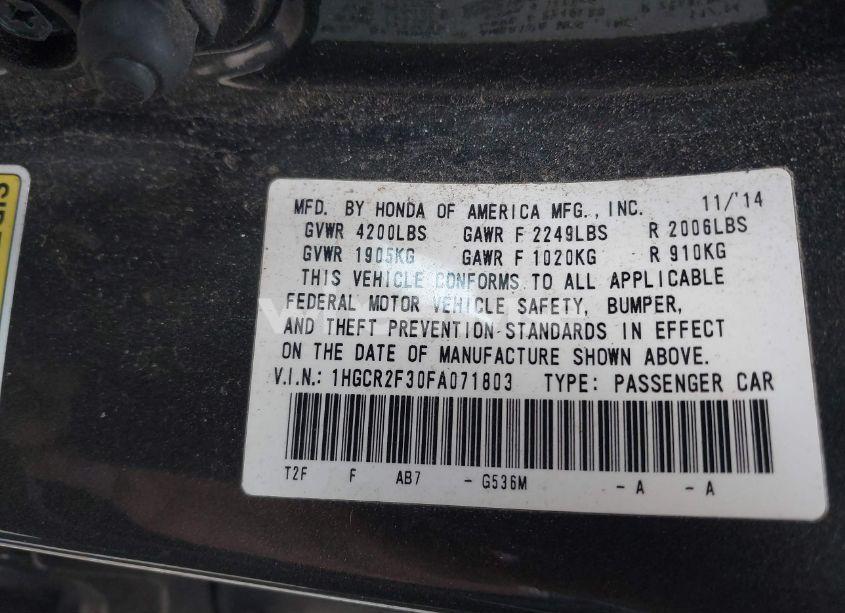 Photo 9 of 2015 Honda Accord LX (VIN 1HGCR2F30FA071803)