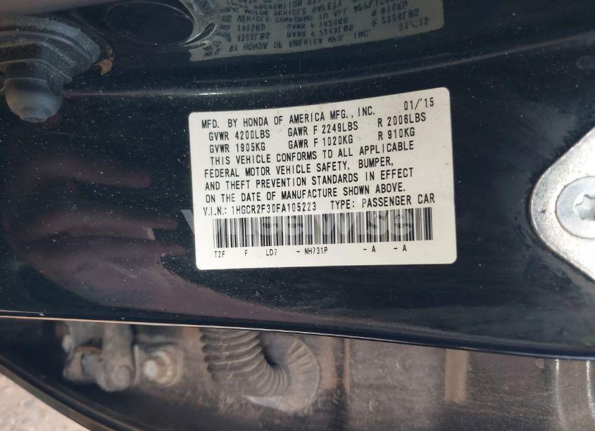 Photo 9 of 2015 Honda Accord LX (VIN 1HGCR2F30FA105223)